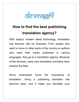 How to find the best publishing translation agency?
