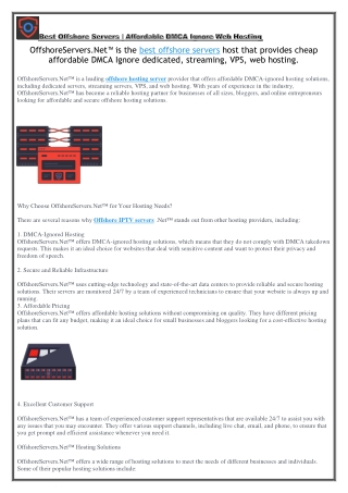 Offshore IPTV servers