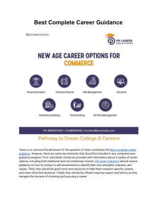 Best Complete Career Guidance | PR career solutions