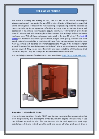 THE BEST 3D PRINTER