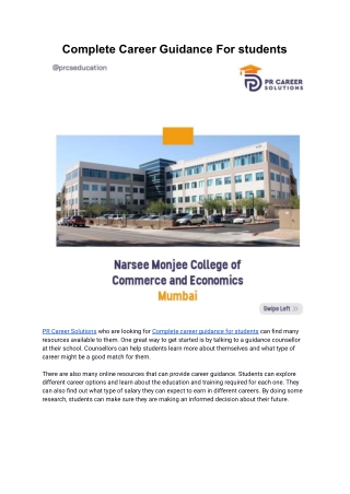Complete Career Guidance For students | PR Career Solutions