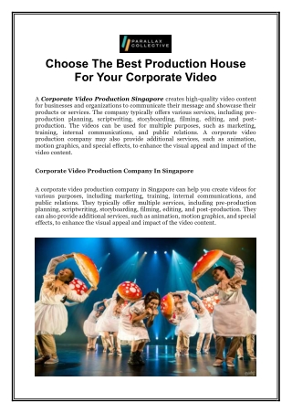 Choose The Best Production House For Your Corporate Video