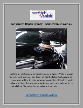 Car Scratch Repair Sydney | Scratchvanish.com.au