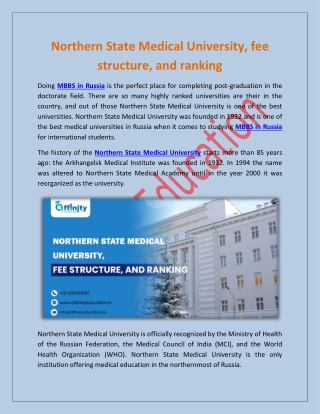 Northern State Medical University, fee structure, and ranking