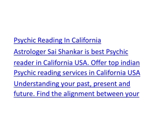 Psychic Reading In California