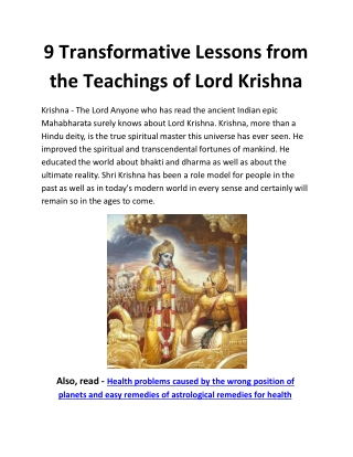 9 Transformative Lessons from the Teachings of Lord Krishna
