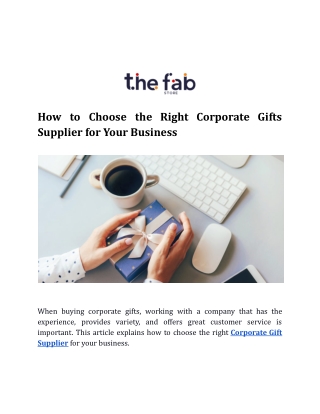 How to Choose the Right Corporate Gifts Supplier for Your Business