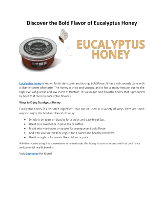 Discover the Bold Flavor of Eucalyptus Honey