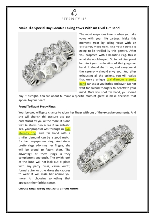 Make The Special Day Greater Taking Vows With An Oval Cut Band