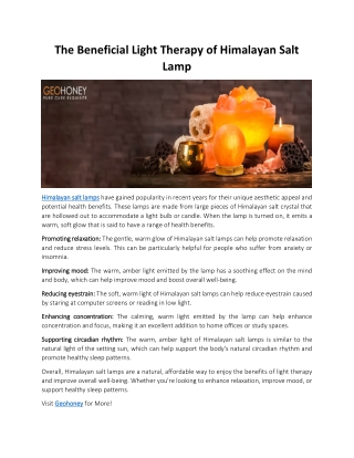 The Beneficial Light Therapy of Himalayan Salt Lamp