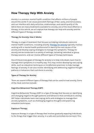 How Therapy Help With Anxiety