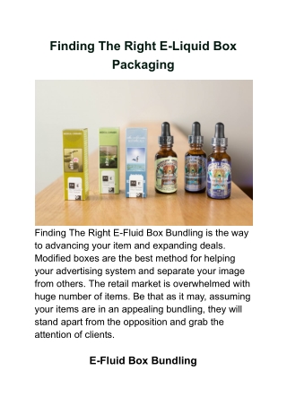 Finding The Right E-Liquid Box Packaging