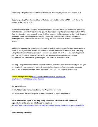 Global Long-Acting Monoclonal Antibodies Market Size, Overview, Key Players and Forecast 2028