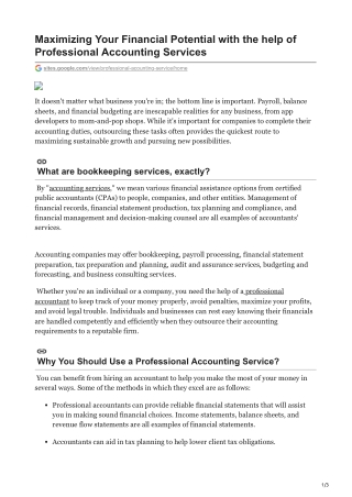 Maximizing Your Financial Potential with the help of Professional Accounting Services