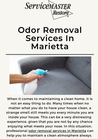 Odor Removal Services in Marietta To Get Rid Of Unpleasant Smells