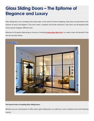 Glass Sliding Doors – The Epitome of Elegance and Luxury