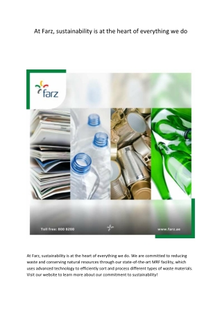 At Farz, sustainability is at the heart of everything we do