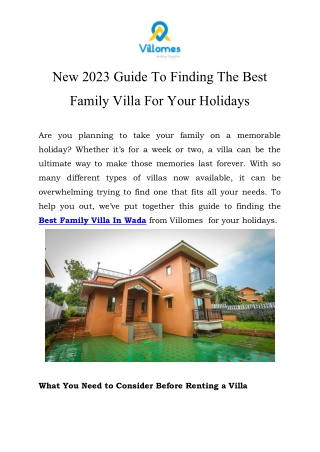 Best Family Villa In Wada Call-9930000773