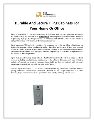 Durable And Secure Filing Cabinets For Your Home Or Office