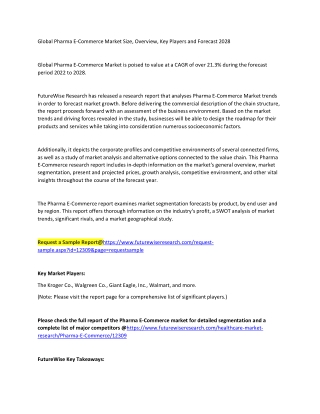 Global Pharma E-Commerce Market Size, Overview, Key Players and Forecast 2028 (1)