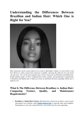 Understanding the Differences Between Brazilian and Indian Hair