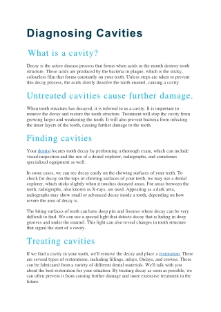 Diagnosing Cavities - Pinefield Dental