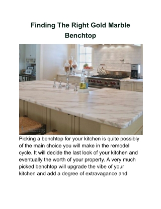 Finding The Right Gold Marble Benchtop