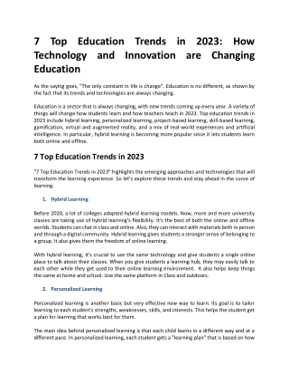 7 Education Trends in 2023: Transforming the Learning Experience