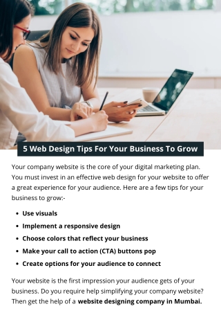 5 Web Design Tips For Your Business To Grow