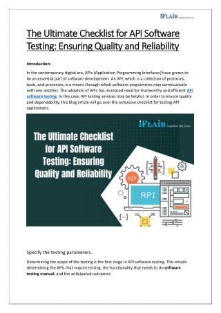 The Ultimate Checklist for API Software Testing Ensuring Quality and Reliability