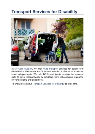 Transport Services for Disability