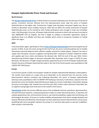 Doxepin Hydrochloride Prices Trend and Forecast