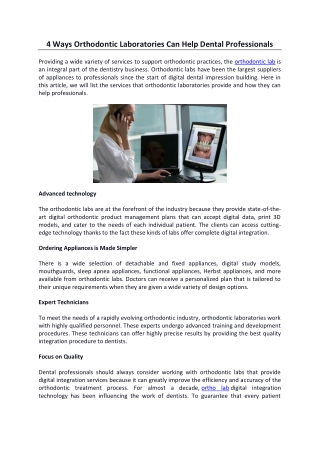 4 Ways Orthodontic Laboratories Can Help Dental Professionals