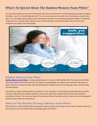 What's So Special About The Bamboo Memory Foam Pillow
