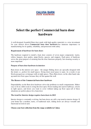 Select the perfect Commercial barn door hardware