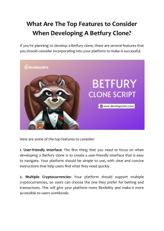 What Are The Top Features to Consider When Developing a Betfury Clone?