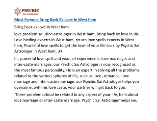 Most Famous Bring Back Ex Love in West ham