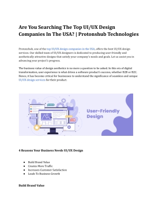 Are You Searching The Top UI/UX Design Companies In The USA? | Protonshub Techno