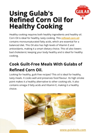 Using Gulab's Refined Corn Oil for Healthy Cooking