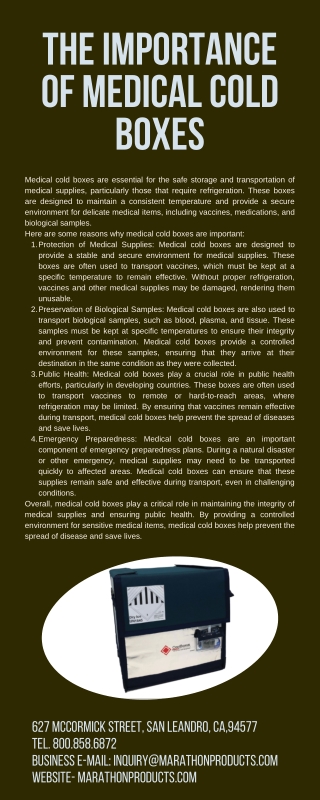 Role of Medical Cold Boxes in Preserving Medications