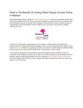 What Is The Benefits Of Joining Interior Design Courses Online In Madurai