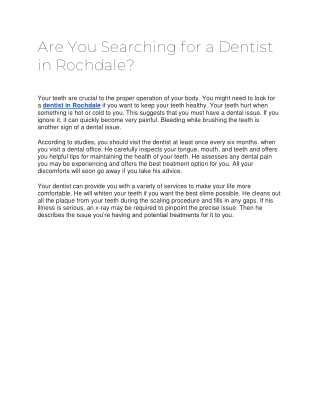 Are You Searching for a Dentist in Rochdale