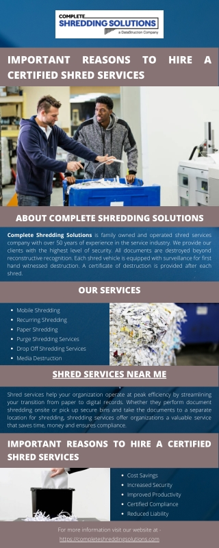 Important Reasons To Hire a Certified Shred Services