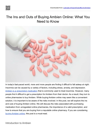 The Ins and Outs of Buying Ambien Online What You Need to Know
