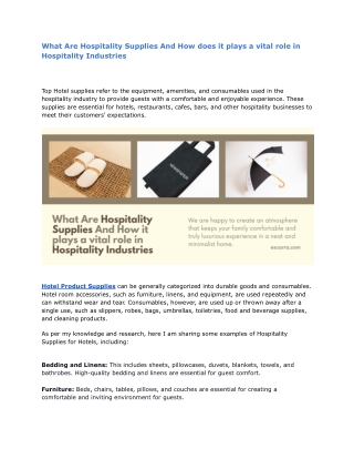 What Are Hospitality Supplies And How does it plays a vital role in Hospitality Industries