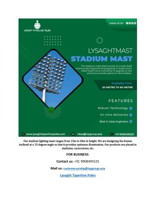 Best stadium mast manufactures in Tamilnadu