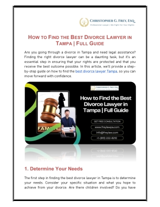 HOW TO FIND THE BEST DIVORCE LAWYER IN TAMPA  FULL GUIDE