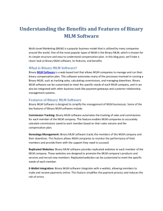 Understanding the Benefits and Features of Binary MLM Software