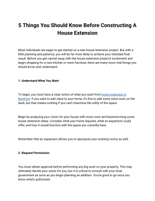 5 Things You Should Know Before Constructing A House Extension