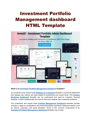 Investment Portfolio Management dashboard HTML Template